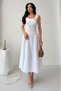 White Square Neck Gipeli Midi Dress