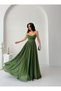 Khaki Strappy Slit Chiffon Tulle Evening Dress - 3