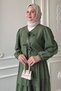 Crepe Mint Green Suit with Ribbon Lace Detail Skirt - 4