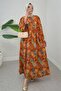 Long Dress with Side Lace Detail and Elastic Sleeves