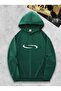 I Am Music Back Printed Hooded Pocket Cotton Green Sweatshirt - 2