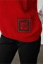Women's Crew Neck Pocket and Collar Colorful Crochet Wool Sweater Dark Red - 6