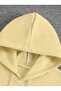 New York Pop Printed Hooded Beige Sweatshirt with Pocket and Wool Inside - 3