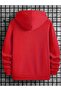 Red Sweatshirt with Paw Heart Print, Hooded Pocket and Wool Inside - 2