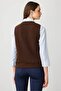 Women's Crew Neck Pocket Top Flower Embroidered Wool Sweater M.Brown - 3