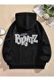 Bratz Back Printed Hooded Pocket Cotton Black Sweatshirt