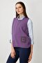 Women's Crew Neck Pocket and Collar Colorful Crocheted Wool Sweater Purple - 2