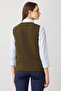 Women's Crew Neck Pocket Top Floral Embroidered Wool Sweater A.Green - 5