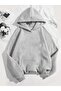 Chase Atlantic Back Printed Hooded Pocket Cotton Gray Sweatshirt - 2