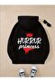 Horror Princess Back Printed Hooded Pocket Cotton Black Sweatshirt
