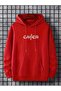 Gamer Printed Hooded Pocket Cotton Red Sweatshirt