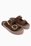 Horia Brown Double-Striped Knitted Sole Women's Slippers Opportunity Product - 3