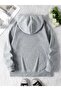 Seven Ribbon Printed Hooded Pocket Cotton Gray Sweatshirt - 2