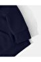 Flower Hoodie Printed Hooded Pocket Inside Wool Navy Blue Sweatshirt - 3