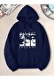 Hip Hop Legends Printed Hooded Pocket Navy Blue Sweatshirt with Wool Inside