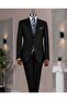 Italian Style Combination Suit Jacket Vest Pant Black T14043
