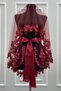 Burgundy Bridal Veil Set, 3D Flower and Shiny Stones, Henna Night Veil Face Cover Set 6 Pieces - 4