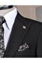 Italian Style Slim Fit Jacket Vest Pants Suit Black T14311 - 3