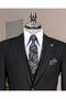 Italian Style Slim Fit Jacket Vest Pants Suit Black T14311 - 2