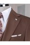 Italian Style Slim Fit Jacket Vest Pants Suit Brown T14386 - 3