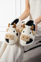 Cow Figured Embroidered |   Winter Unisex House Slippers |   Non-Slip Base