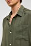 Oversize Striped Long Sleeve Linen Shirt Khaki - 6
