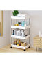 4 Layer Kitchen Storage Trolley Rack with Caster Wheels Plastic Kitchen Cabinet
