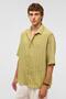 Oversize Striped Short Sleeve Modal Fabric Shirt Green - 8