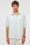 Oversize Short Sleeve Muslin Fabric Shirt Blue - 4