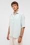 Oversize Short Sleeve Muslin Fabric Shirt Blue - 8