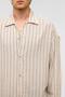 Oversize Long Sleeve Striped Linen Shirt Black - 7