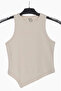 Asymmetric Cut Twill Fabric Women's Crop