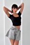 Modal Fabric Oval Neck Half Sleeve Slim Fit Basic Women's Body Crop Blouse - 6