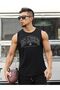 Men's Black Sports Singlet - Los Angeles Written, Fitness and Basketball Singlet - 3