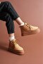 Teddy Women's Thick Sole Cream Fur Inside Original Suede Boots