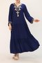 Wide Fit Embroidered Viscose Dress - 8