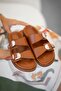 Teresa Women's Thick Sole Buckle Slippers Brown