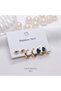 Steel Gold Color Blue Stone Multiple Earrings - 2