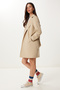 Women's Beige Belted Short Woven Trench Coat Gp00027 - 3
