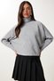 Women's Gray Finger Snap Crop Ribbed Knitwear Sweater Mx00238 - 3