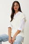 Women's Ecru V-Neck Long Knitwear Sweater Pf00112