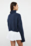 Indigo Kıvrılabilir Balıkçı Yaka Düz Crop Basic Triko Kazak TWOAW22KZ0223 - 5