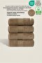 4-Piece Hand Face Towel Set 100% Cotton Certified Bathroom |   Kitchen Dowry 50X90Cm Brown - 2