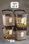 Set of 4 Detergent Storage Container with Labeled Lid - Portable Tablet Detergent Storage Box Platinum