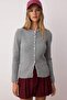 More Sustainable Gri Fitted/Vücuda Oturan Basic Fitilli Triko Hırka TWOAW26HI00175