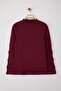 Bordo Vücudu Saran İnce Triko Bluz TBBAW24AF00021 - 5