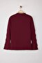 Bordo Vücudu Saran İnce Triko Bluz TBBAW24AF00021 - 7