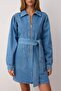 Mavi Fermuar ve Cep Detaylı Kuşaklı Mini Denim Elbise TWOAW26EL00032 - 3