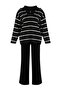 Siyah Çizgili Fermuarlı Oversize/Geniş Kalıp Triko Alt-Üst Takım TBBAW26CP00003 - 5