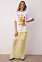 Ekru %100 Süprem Oversize/Geniş Kalıp Kokteyl Baskılı Örme T-Shirt TWOSS25TS00217 - 2